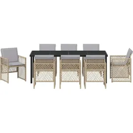 vidaXL Garten Essgruppe 9-tlg. Beige