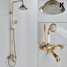 klarwerk NALA Vintage Regendusche Set Messing Gold 20 cm