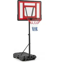 Costway Pool Basketballkorb outdoor, Basketballständer 115-135cm höhenverstellbar, mit Ständer & Rädern, - Rot