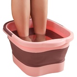 ulapithi Faltbar Fußbad Mit Massagefunktion - Faltbare Fußbadewanne - Fußbadbecken Fußmassagegerät Und Haltegriff Foot Massager Fur Füße Wellness Pediküre Entgiftung Entspannung, Rosa + Lila