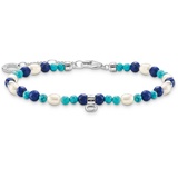 Thomas Sabo Armband mit blauen Steinen und Perlen, 925 Sterlingsilber A2064-775-7