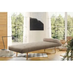 Daybett ANDAS "Agnar", beige, Samtoptik, kein Härtegrad, Daybetten, mit Kissenrolle, in 3 Bezugsstoffen und vielen Farben