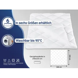 ZOLLNER Ganzjahresbettdecke mit Steppung, 240x220 cm, 2150 g, weiß - Weiß