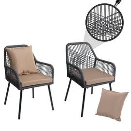 Proregal Gartenstuhl Aluminium Seilgeflecht Rope Anthrazit 2er Set