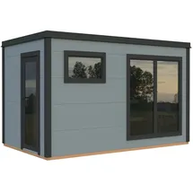 Palmako Gartensauna Grace 8,2 m2 - 56 mm - hellgrau-anthrazit lackiert