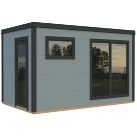 Palmako Gartensauna Grace 8,2 m2 - 56 mm - hellgrau-anthrazit lackiert