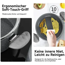 Homelux 7-Tlg Kochtopfset Induktions Töpfe Set Antihaft Marmorbeschichtung 16/20/28cm Topf & Pfannenset mit Deckel Kochgeschirr-Set ohne PFOA - PFAS - Grau