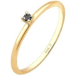 Elli DIAMONDS Verlobung Solitär Diamant Schwarz Brillantschliff (0.003 ct) 585 Gelbgold 54 Damen 