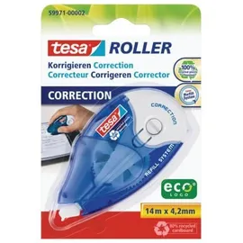 Tesa 5 Stück Tesa Korrekturroller 59971-00002-05 ecoLogo, blau/transparent, 4,2mm x 14m, nachfüllbar 4042448111371 Tesa