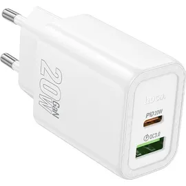 HOCO Ladegerät 20W USB-C/A PD QC3.0 Schnellladen Weiß