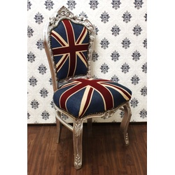 Casa Padrino Barock Esszimmer Stuhl Union Jack / Silber