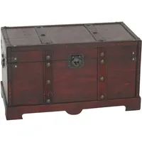 Mendler Holztruhe Holzbox Schatztruhe Valence Antikoptik 24x46x23cm ~ eckig