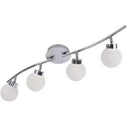 LED Deckenleuchte, 4-flammig, chrom, Strahlerleiste, dimmbar, Fernbedienung