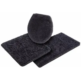 Möve Badematte »Essentail/Superwuschel«, Höhe 40 mm, rutschhemmend beschichtet, strapazierfähig, Microfaser-Badematte, Badteppich, rechteckig, rund & als 3-tlg. Set, 3 St., Polyester, grau (dark grey) Einfarbige Badematten