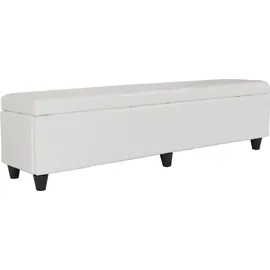 Mendler Garnitur Sitzgruppe Bank mit Aufbewahrung Kriens XXL+4 Stühle Littau, Leder ~ weiß