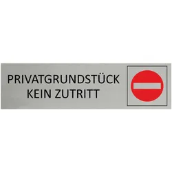 CombiCraft Aluminium Türschild Privatgrundstück - Kein Zutritt 165x45mm mit 3M-Tape