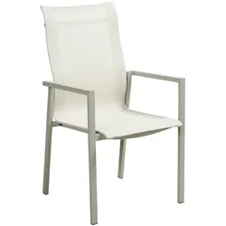 Gartenstuhl Comfy mit Armlehne, Hellgrau / Off-White