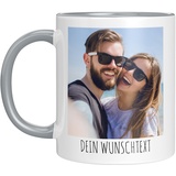 TassenTicker - Tasse selber gestalten - mit Bild und Foto - Personalisiert - Fototasse - bedrucken lassen - Geschenk - Werbetasse - Firmentasse - Logo (Grau)