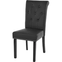 Mendler 2er-Set Esszimmerstuhl Chesterfield II, Stuhl Küchenstuhl, Nieten ~ Kunstleder, schwarz, dunkle Beine