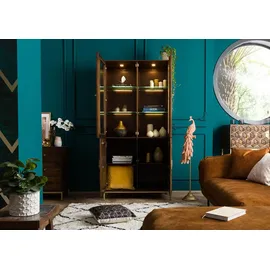 Massivmoebel24 Vitrine Mango 99x40x200 braun geölt DIAMOND 215