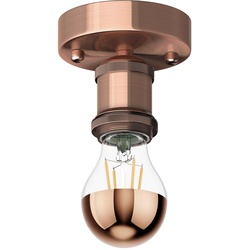 ledscom.de Vintage Lampen-Fassung RETRA, bronze, rund + LED Kopfspiegel Lampe, 839lm, warmweiß