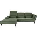 Set One by Musterring Ecksofa SO 4500, Füße schwarz matt, inkl Schwenkrückenfunktion, Cord, L-Form, wahlweise mit Kopfstütze/Armteilverstellung/Rückenneigung grün