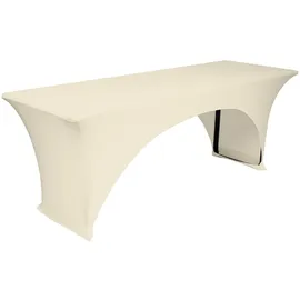 TexDeko Hussen für Bierzeltgarnitur 220 x 50cm, Blickdicht Biertischhusse 3TLG Set Creme)