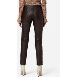 Ricano 9809, Damen Lederhose - 5-Pocket Stil - (Slim Fit/High Waist) echtes Lamm Leder (Braun, L) - L