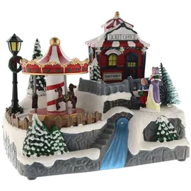Wellhome Weihnachtsdorf mit beweglichem Rio, LED-Lichtern und Musik