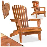 CASARIA Casaria® 2x Sonnenliege Holz Wetterfest Klappbar 160kg Belastbarkeit xxl Armlehnen Rückenlehne Garten Balkon Terrasse Holzstuhl Ergonomisch Adirondack