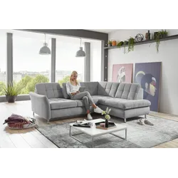 Ecksofa DIE PLANBAR "MP-IN20016 L-Form mit Kaltschaum-Polsterung", silber, B:242cm H:87cm T:116cm, 100% Polyester, Sofas, wahlweise mit Kopfstützen und Bettfunktion, mit Kaltschaum-Polsterung