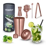 Relaxdays Cocktail Shaker Set Edelstahl 500 ml 5-teilig