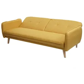 Mendler Schlafsofa HWC-J18, Couch Klappsofa Gästebett Bettsofa, Schlaffunktion Stoff/Textil 185cm ~ gelb