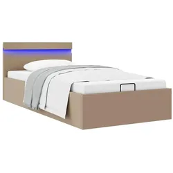 Bett mit Bettkasten LED Cappuccino-Braun Kunstleder 100x200 cm