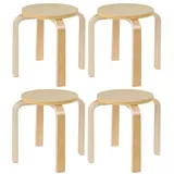 Home4You Kinderhocker 4er Set H 30 cm Birke massiv beige
