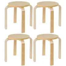 Home4You Kinderhocker 4er Set H 30 cm Birke massiv beige
