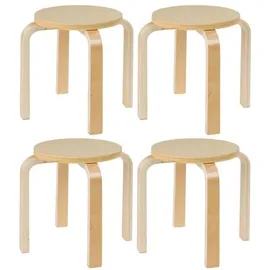 Home4You Kinderhocker 4er Set H 30 cm Birke massiv beige