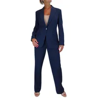 Paulo Due 2-Teiliger Hosenanzug Für Damen, Komplett Gefüttert, Blazer, Jacke Und Hosenanzug Für Büro, Business Marine Blau 34-46 (36) - 36