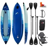 F2 Inflatable Kajak Set Wave 2 Sitzer Aufblasbar 385cm Blau blau 3,85 m