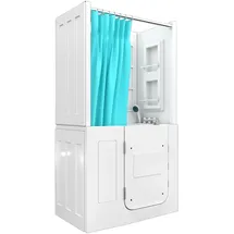 AcquaVapore Seniorendusche und Sitzwanne Kombination Badewanne mit Tür 110 x 68 x 205 cm (S08D-TH-B-L)