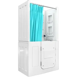 AcquaVapore Seniorendusche und Sitzwanne Kombination Badewanne mit Tür 110 x 68 x 205 cm (S08D-TH-B-L)