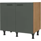 Nobilia Spülenschrank ""Easytouch", vormontiert, mit höhenverstellbaren Sockelfüßen", grün (front: lacklaminat mineralgrün ultramatt, korpus: eiche sierra nachbildung), B:90cm H:87cm T:58,3cm, Schränke, Breite 90 cm