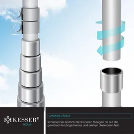 Kesser KESSER® Teleskop Fahnenmast Aluminium 6,30m Bodenhülse 60cm inkl Deutschlandfahne Höhenverstellbar Flaggenmast Mast Deutschland Flagge Alu Silber