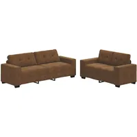VidaXL 2-tlg. Sofagarnitur mit Kissen Braun Kunstleder