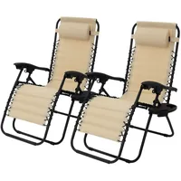 ML-Design 2Er Sonnenliege Klappbar Beige Verstellbarem Kopfpolster Rückenlehne