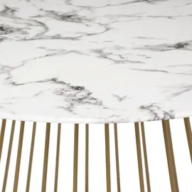 Atmosphera - Esstisch Rayo - Platte aus gehärtetem Glas in Marmoroptik - weiß D. 120 cm