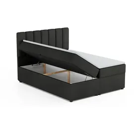 dein schlaf 24 Boxspringbett ROCK 200x200 Velour Anthrazit H3 - Schwarz