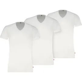 Levi's Herren T-Shirts, 3er Pack - Solid V-Neck 3P, V-Ausschnitt, Cotton Stretch, ECOM, Weiß XL