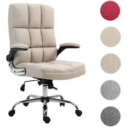 Bürostuhl HWC-J21, Chefsessel Drehstuhl Schreibtischstuhl, höhenverstellbar ~ Stoff/Textil hellbraun