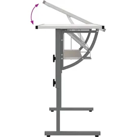 vidaXL Basteltisch Weiß & Grau 110x53x(58-87) cm Holzwerkstoff & Stahl